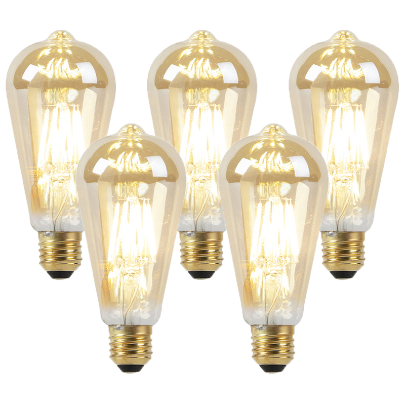 5 db E27 LED-es lámpa, fényerős vagy meleg arany 8W 806 lm 2000-2700K