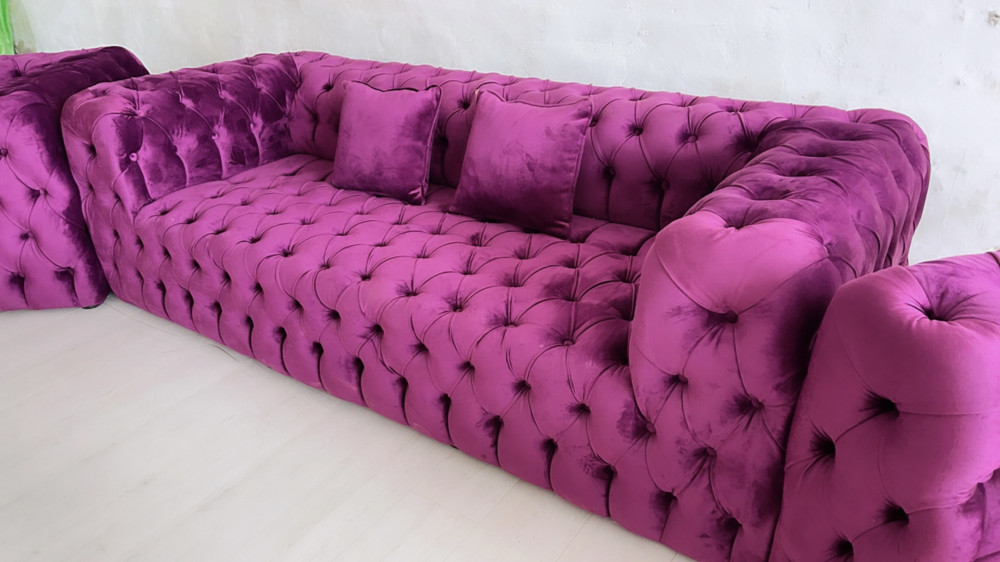 Amara Chesterfield (Purple) 2 személyes bársony kanapé - Lilla