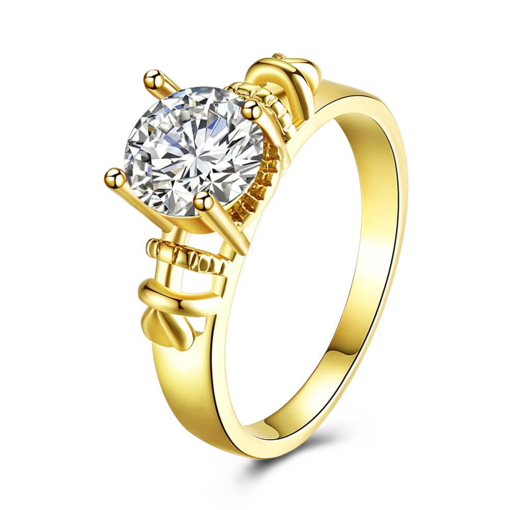Arannyal bevont  gyűrű CZ kristályos díszítéssel #7 (0090.)