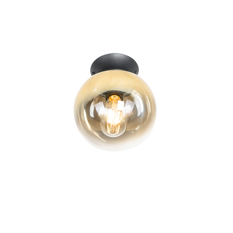 Art deco mennyezeti lámpa fekete, arany üveggel - palló