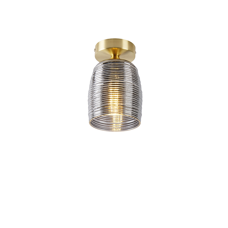 Art Deco mennyezeti lámpa sárgaréz füstüveggel - Michi