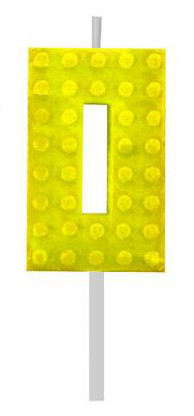 Építőkocka 0-ás Yellow Blocks tortagyertya, számgyertya