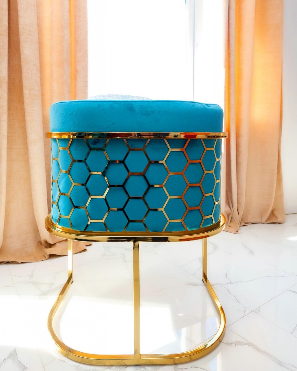 Clark (Turquoise) bársony szék - Türkiz-Arany