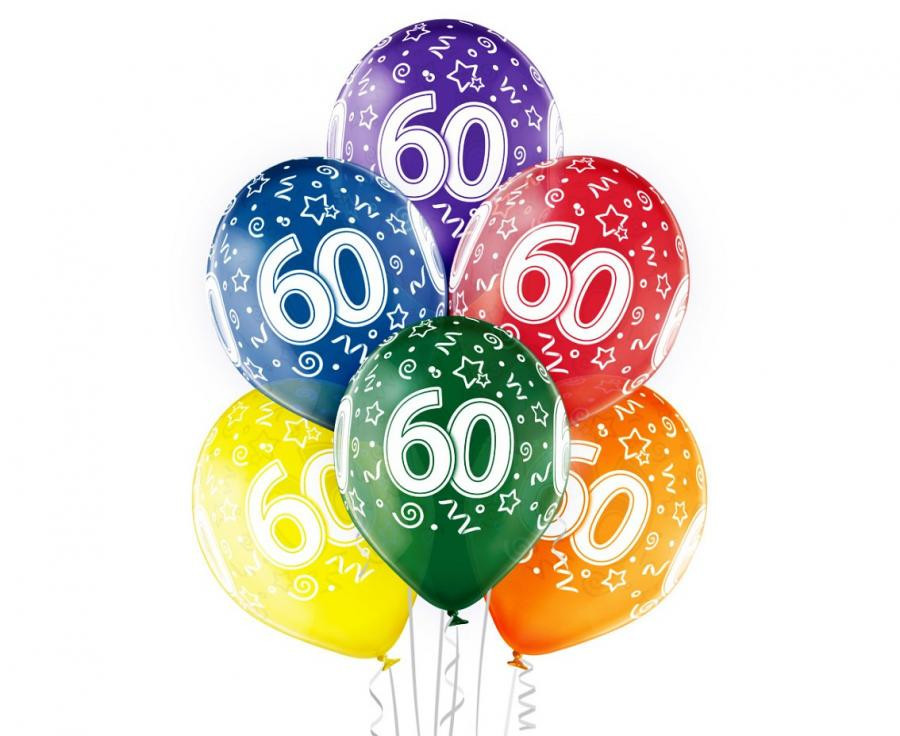 Colorful Happy Birthday 60 léggömb, lufi 6 db-os 12 inch (30cm)