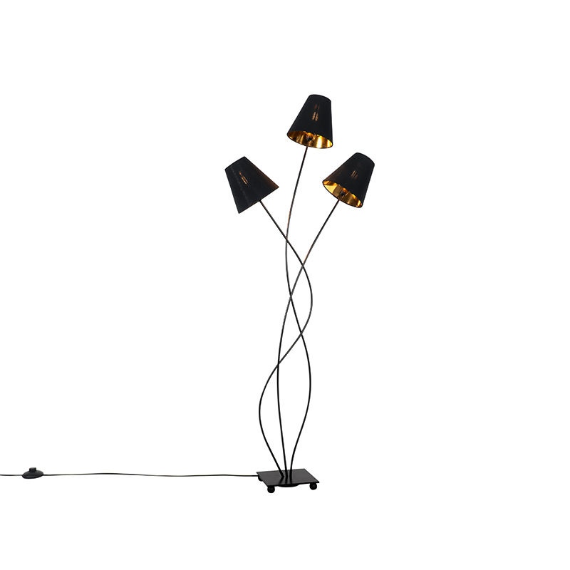 Design állólámpa, fekete, 3 lámpás - Melis