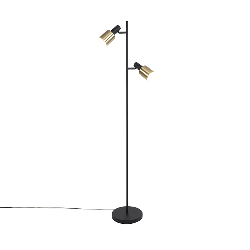 Design állólámpa fekete, arany 2-fényes - Stijn