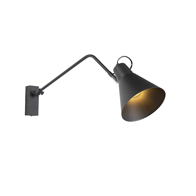 Design fali lámpa fekete állítható - Luna