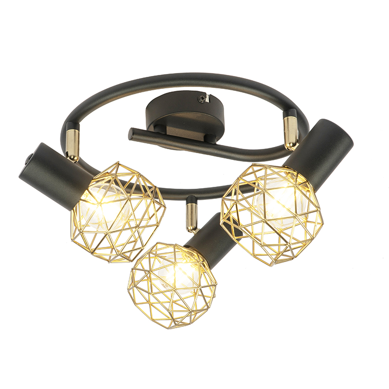 Design fekete, arany színű, 3 lámpával állítható - háló