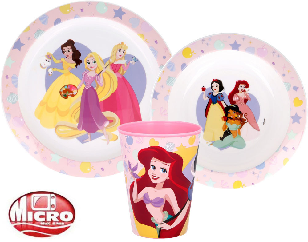 Disney Hercegnők True étkészlet, micro műanyag szett, pohárral 260 ml