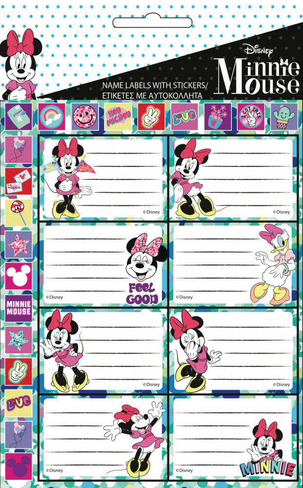 Disney Minnie Smiles füzetcímke matricával 16 db-os