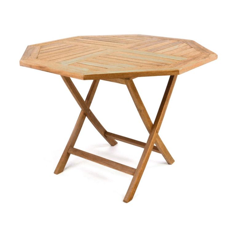 DIVERO Kerti asztal összecsukható Ø100 cm tíkfa