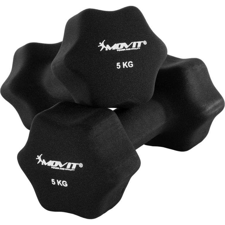 Egykezes súlyzó szett MOVIT® 10 kg - fekete