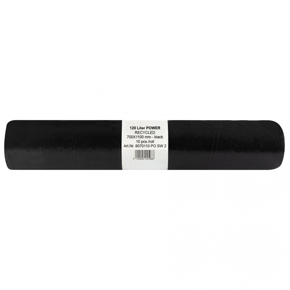 Folistar szemeteszsák 70x110 cm, 135 literes (120L) LDPE 60 mikron fekete, 10 darab/tekercs