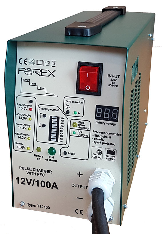Forex T12100 akkumulátortöltõ és kábel (3m) 12V 100A