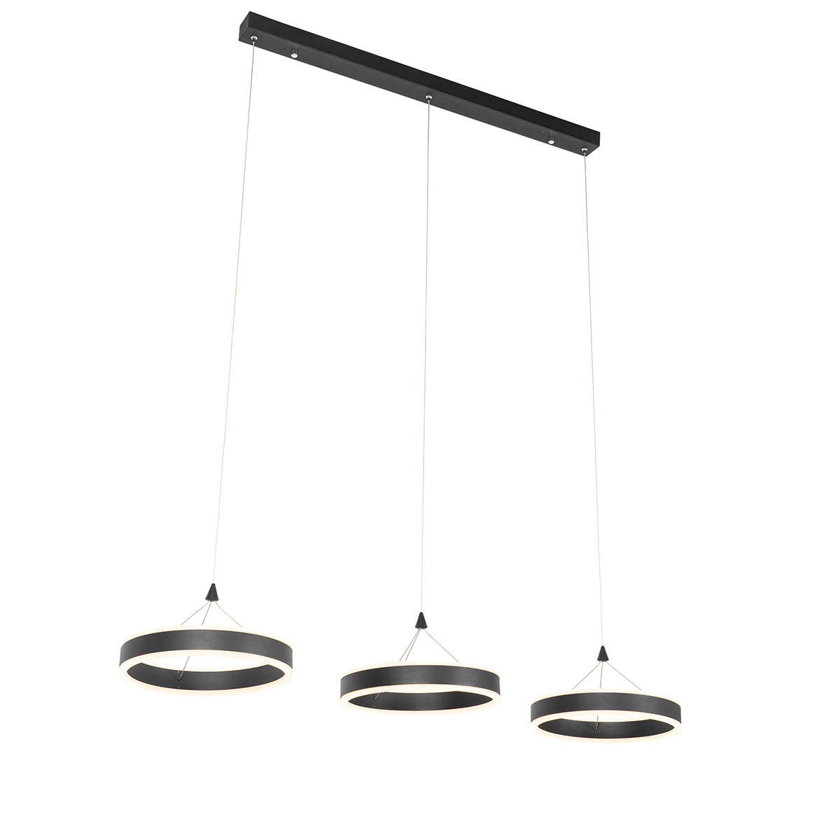 Függesztett lámpa fekete hosszúkás LED-del 3 fokozatban szabályozható 3 fényű - Lyani