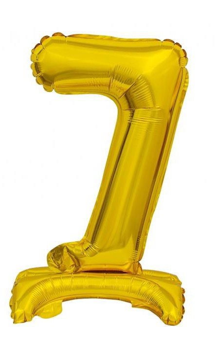 Arany BandC Gold mini 7-es szám fólia lufi talppal 38 cm