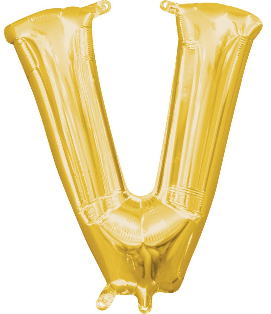 Gold, Arany mini V betű fólia lufi 33 cm