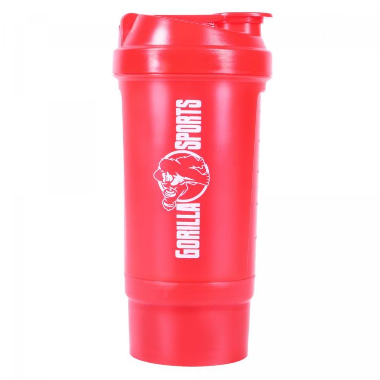 Gorilla Sports Shaker rekesszel piros 500 ml