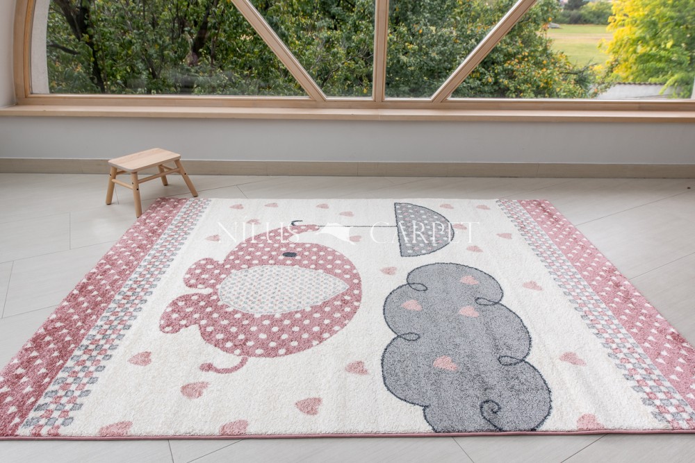 Gyerek szőnyeg elefánt mintás pink (rózsaszín) 80x150cm