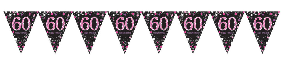 Happy Birthday Pink 60 zászlófüzér 3,96 m