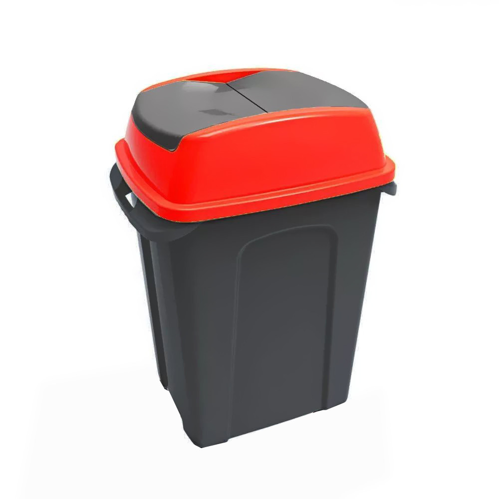 Hippo Billenős Szelektív hulladékgyűjtő szemetes, műanyag, antracit/piros, 70L