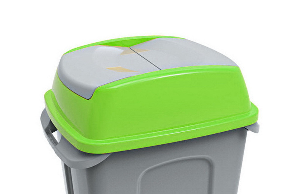 Hippo hulladékgyűjtő szemetes fedél, műanyag, zöld, 70L