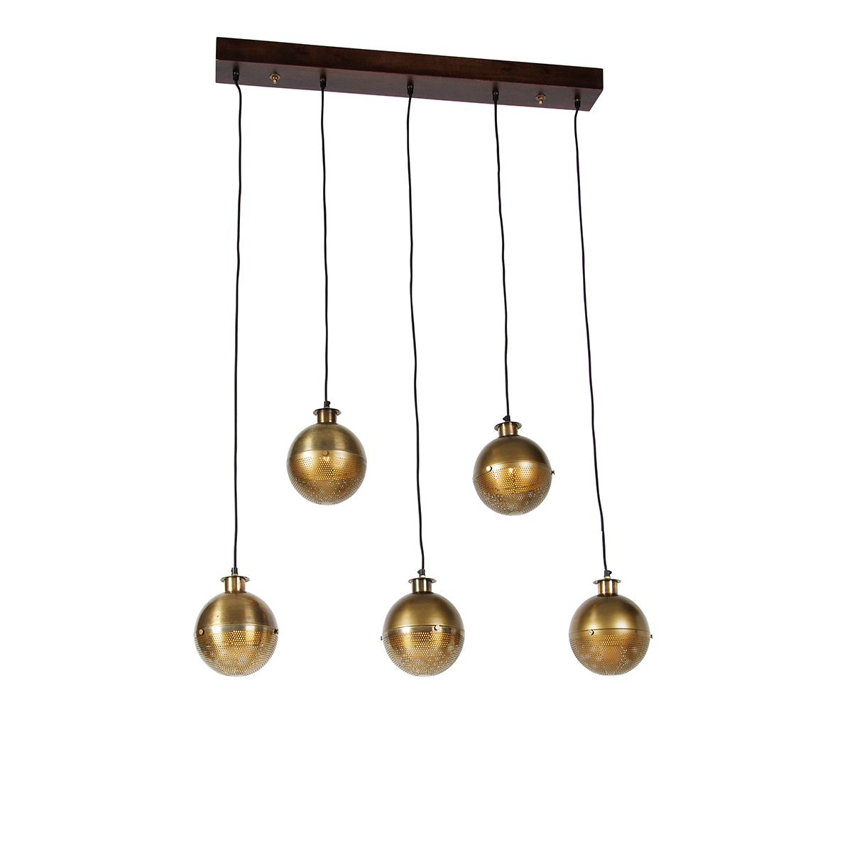 Ipari függőlámpa bronz fából 5 lámpával - Haicha