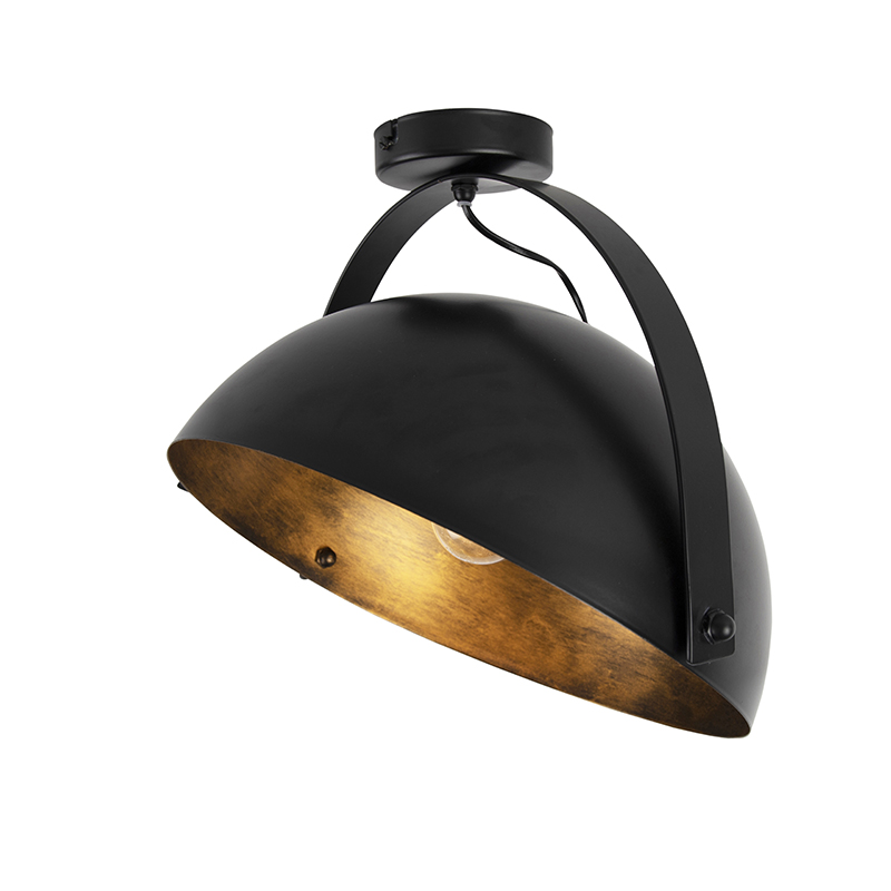 Ipari mennyezeti lámpa fekete, arany dönthető - Magna