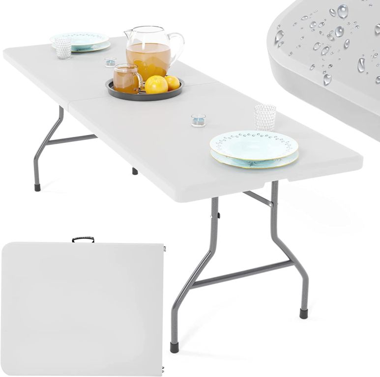 JAGO Összecsukható asztal 8 személyes 183 cm fehér
