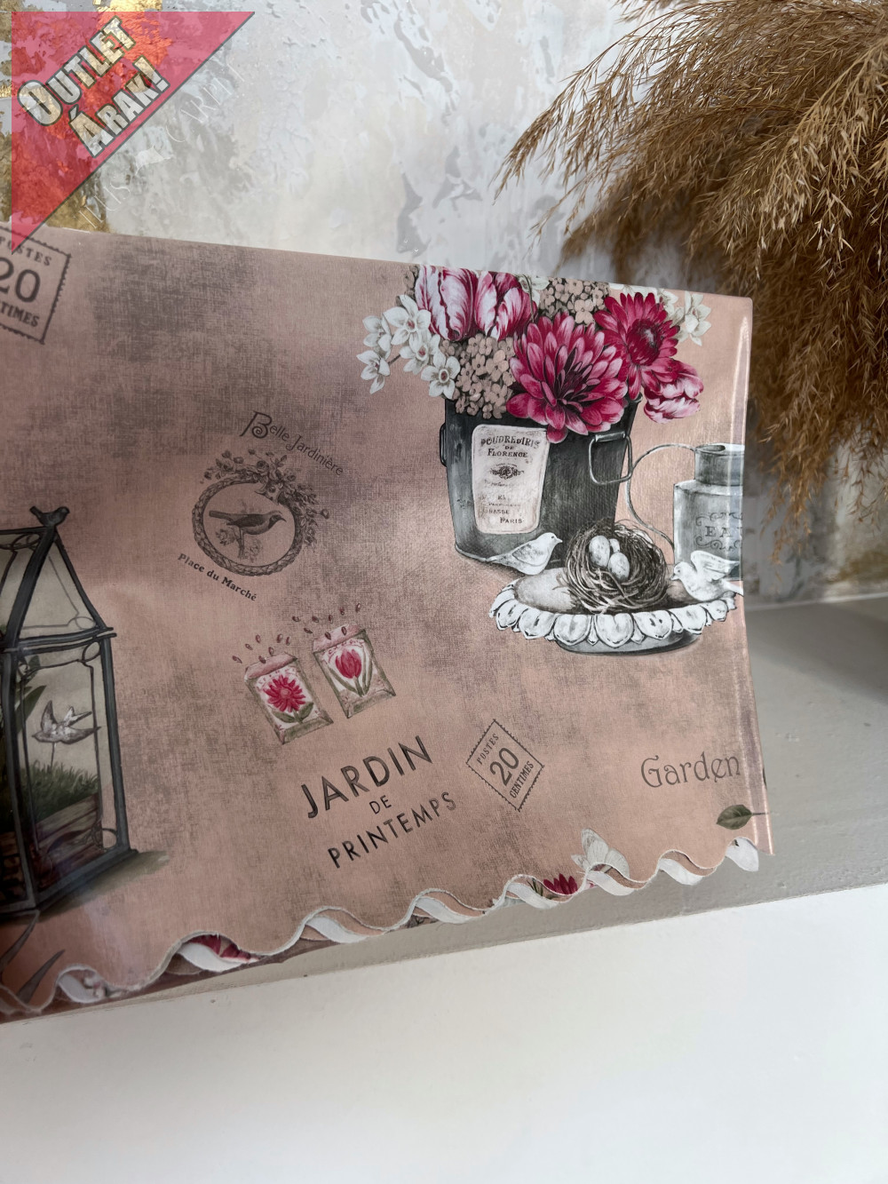  Jardin kész Viaszos asztalterítő vintage barnás virágos 200x140cm