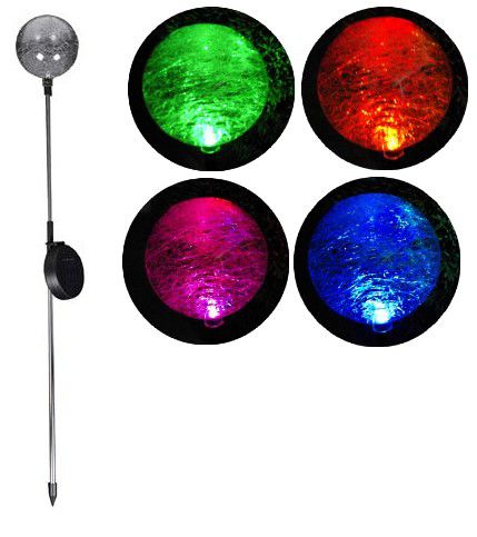 Kerti szoláris LED lámpa Garth – színváltó üveggömb