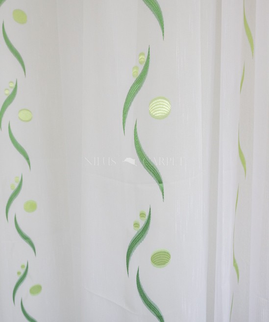    Kész Luxury függöny hófehér zöld karikás hullámos 300x260cm