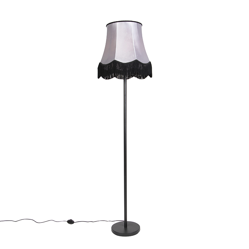 Klasszikus állólámpa fekete Granny B árnyalatszürkével - Simplo