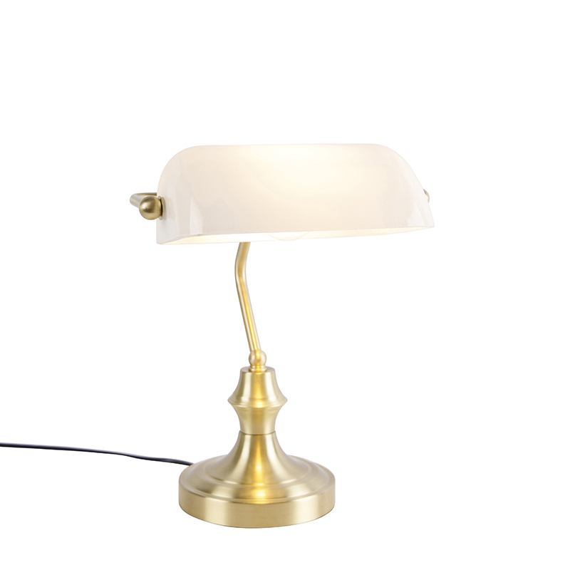 Klasszikus jegyző lámpa arany opál üveggel - Banker