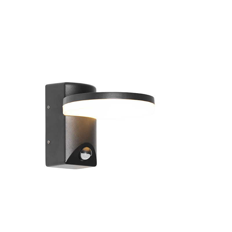 Kültéri fali lámpa fekete, LED IP54 mozgásérzékelővel - Esmee