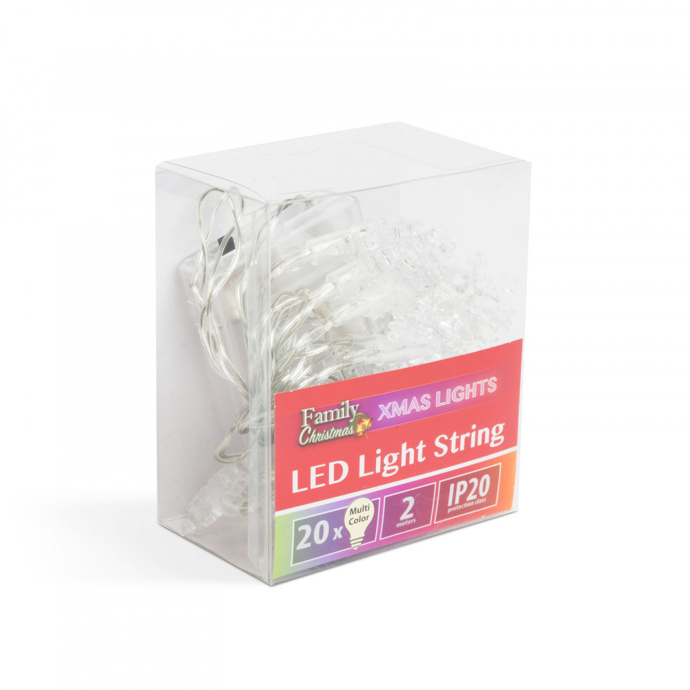 LED fényfüzér - jégkristály - 2,3 m - 20 LED - multicolor - 3 x AA