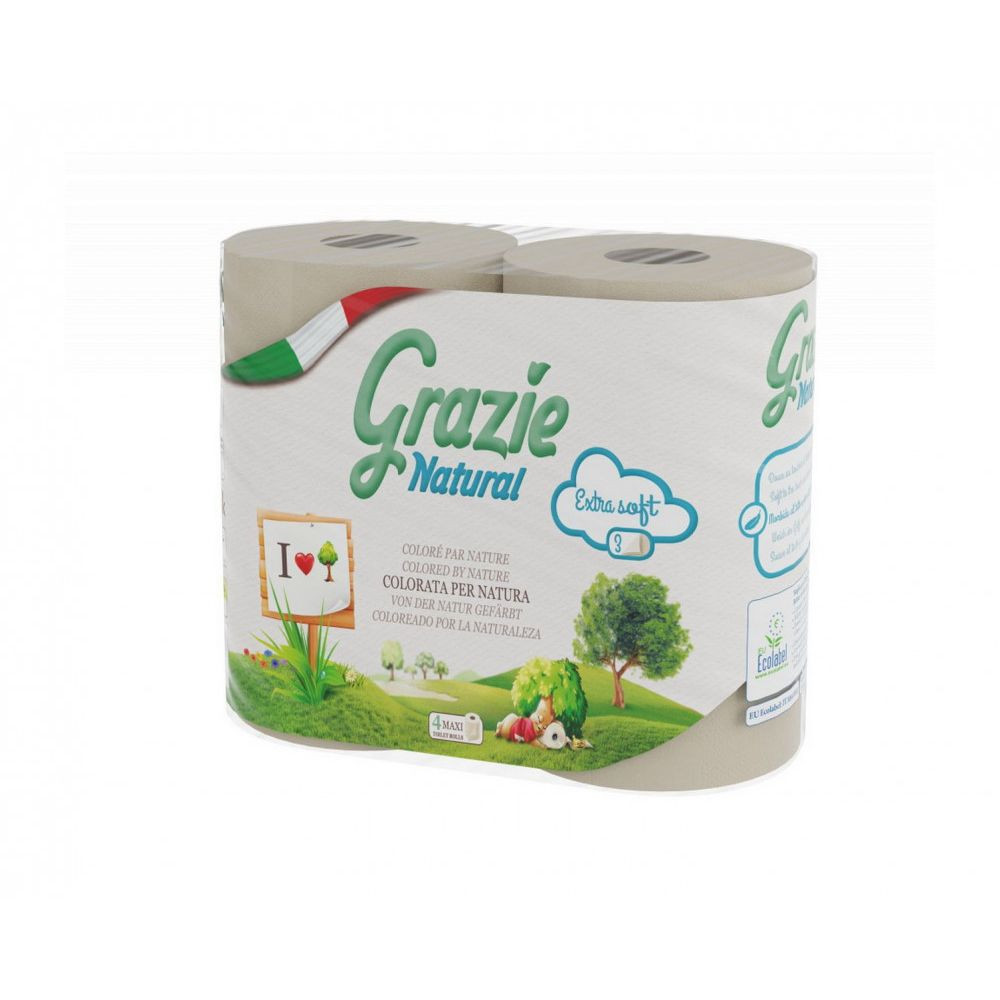 Lucart GRAZIE NATURAL háztartási toalettpapír, 3 rétegű, 4 tekercses