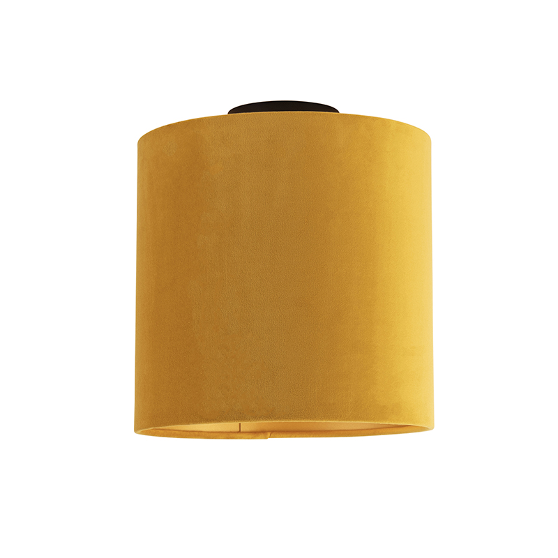 Mennyezeti lámpa velúr árnyalatú okkerrel, arany 25 cm - kombinált fekete