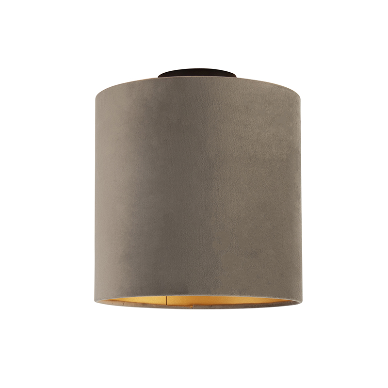 Mennyezeti lámpa velúr árnyalatú taupe arannyal 25 cm - kombinált fekete