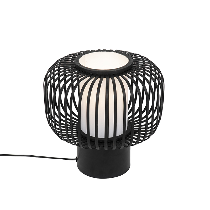 Modern asztali lámpa fekete bambusz - Bambuk