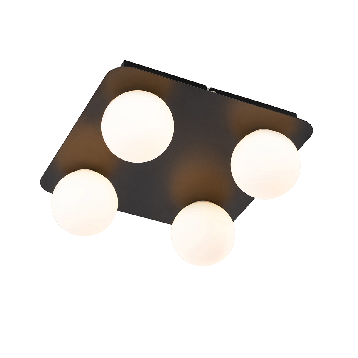 Modern fürdőszobai mennyezeti lámpa, fekete, négyzet alakú 4 lámpás - Cederic
