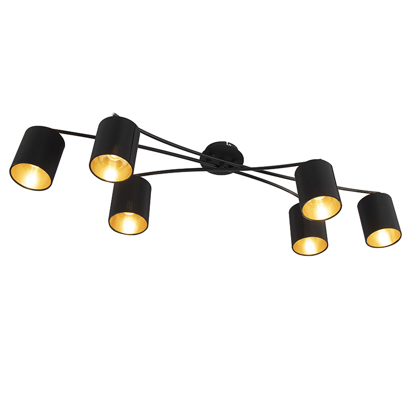 Modern mennyezeti lámpa, fekete, 6 lámpás - Lofty