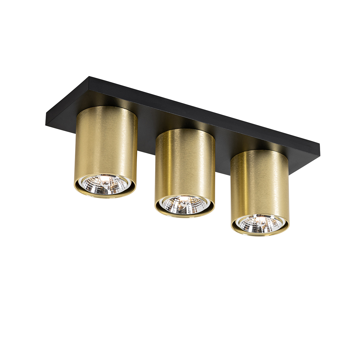 Modern mennyezeti spotlámpa fekete, arany 3-lámpával - Tubo