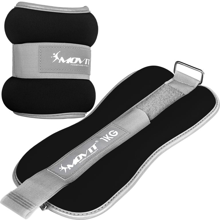 Neoprén csuklósúly bokasúly MOVIT® 2 x 1 kg - fekete