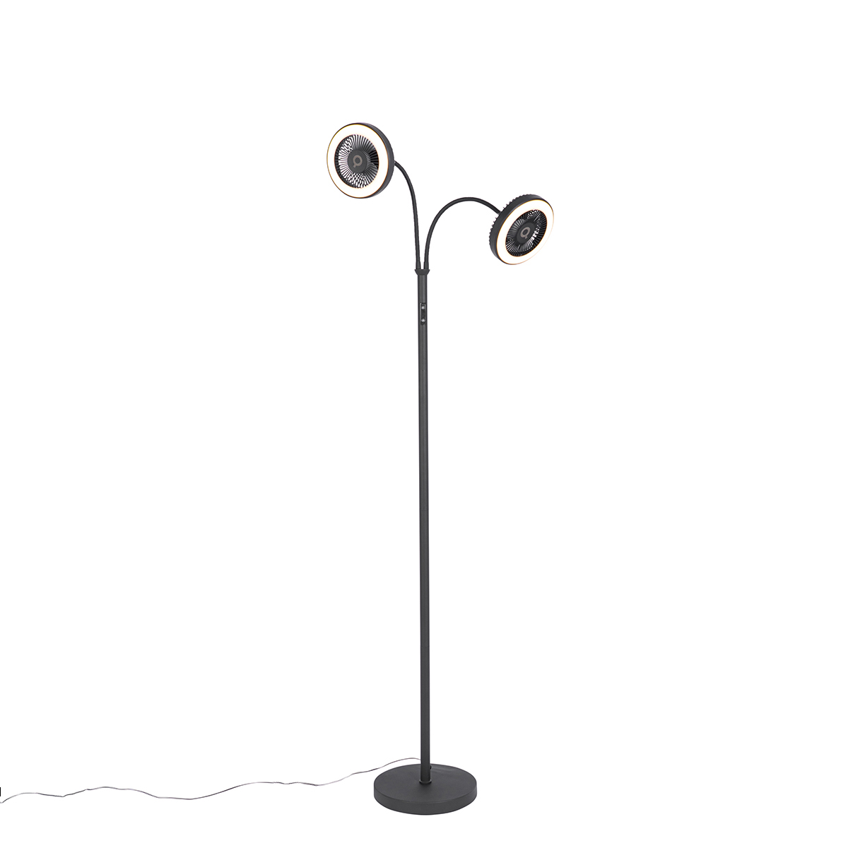 Padlóventilátor fekete 2 LED-del szabályozható lámpával - Dores