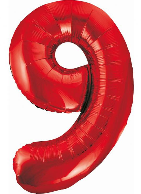 Piros 9-es Red szám fólia lufi 85 cm