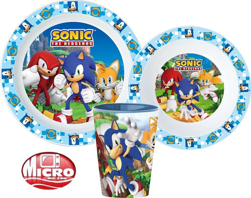 Sonic, a sündisznó étkészlet, micro műanyag szett, pohárral 260 ml