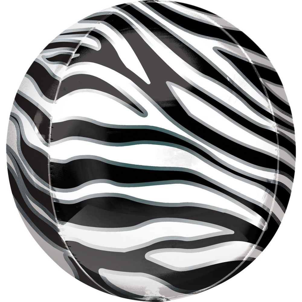 Zebra mintás Gömb fólia lufi 40 cm
