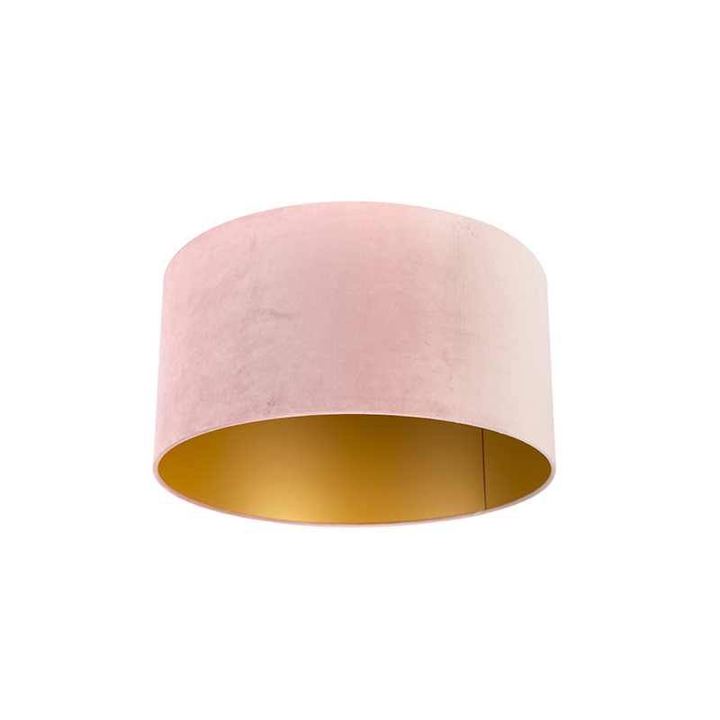 Velúr lámpaernyő rózsaszín 50/50/25, arany belsővel