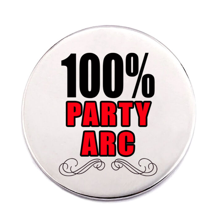 100% Party Arc kitűző